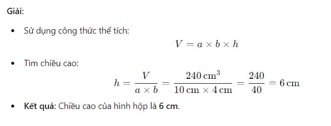 Thể tích hình hộp chữ nhật